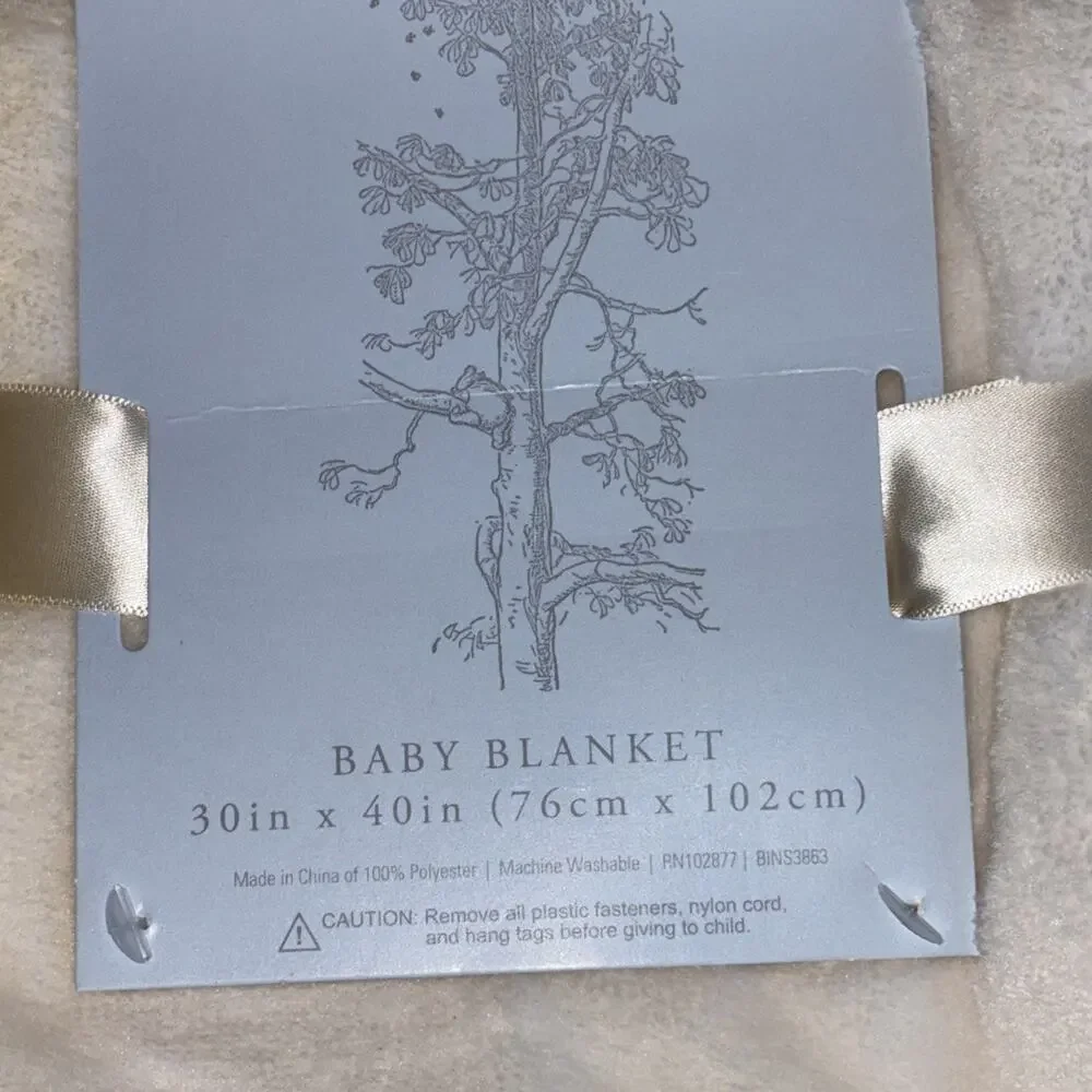 Winnie the Pooh Bear Collection Born in 2027 Embroidered Baby Blanket Cream